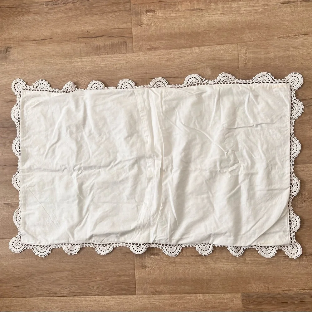 Vintage White Cotton Lace Crocheted Floral Flowers Rectangle Sham‎ Pillowcase